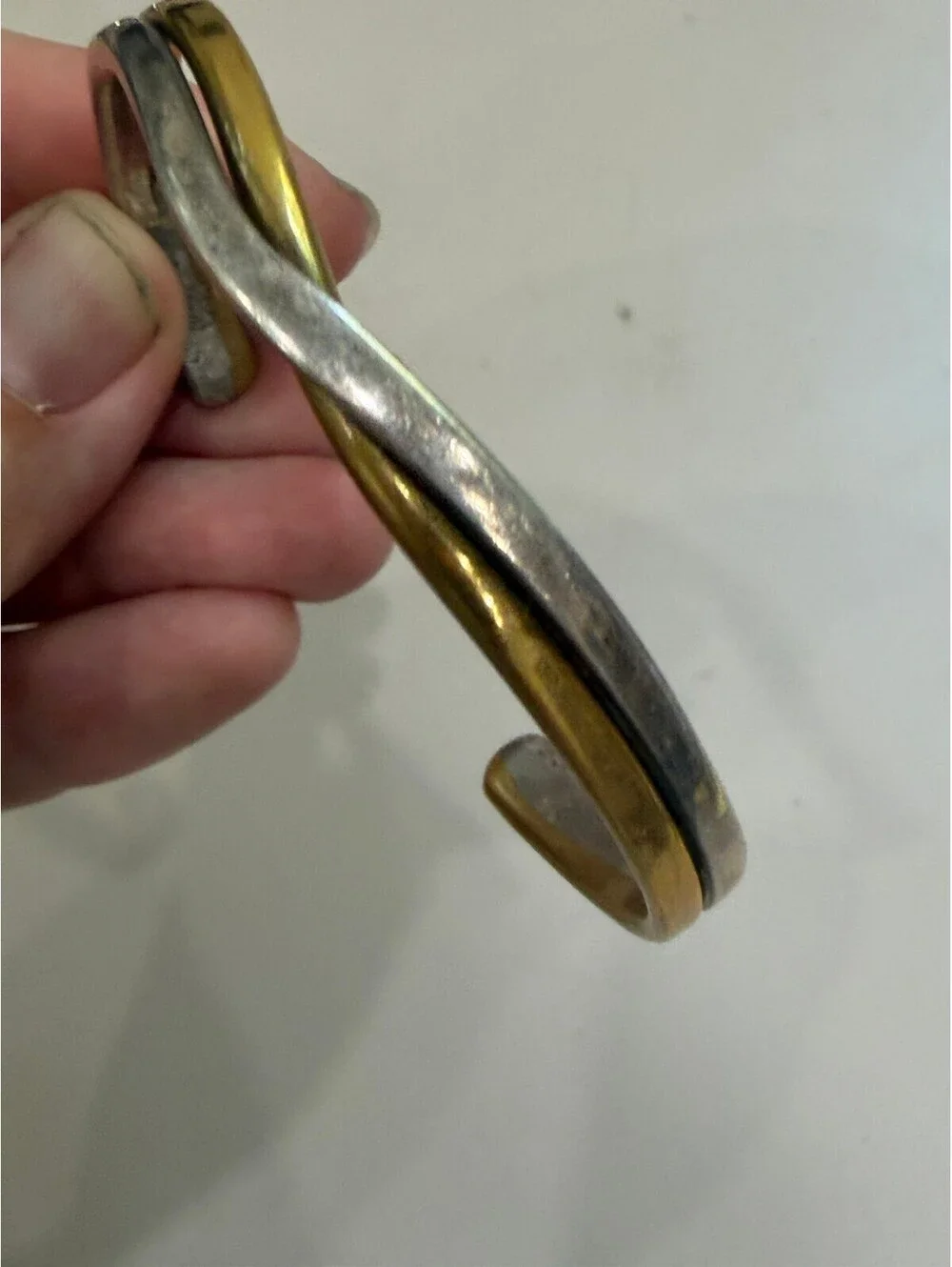 Vintage Sausalito Craftworks Signed Copper Brass Cuff Bracelet